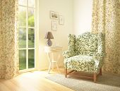 foto of interior  - living room interior with a comfortable armchair - JPG 