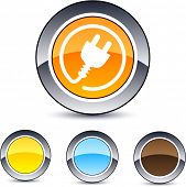stock photo of cord  - Power plug glossy round web buttons - JPG 