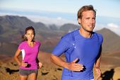 stock photo of fitness  - Runners trail running athletes - JPG 