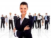 picture of team  - Portrait of successful businesswoman and business team at office meeting - JPG 