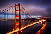 foto of gate  - Night scene with Golden Gate Bridge and San Francisco lights - JPG 