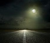 foto of nature  - Night Road and moonlight - JPG 