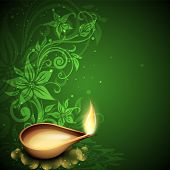 picture of religion  - Greeting card with diya for Diwali festival in India - JPG 