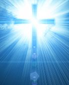 stock photo of religion  - glowing cross on a sky - JPG 