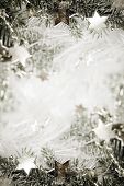foto of glisten  - Silver sparkling stars on a white glistening background - JPG 