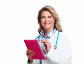 foto of medical doctors  - Smiling medical doctor woman with tablet computer - JPG 