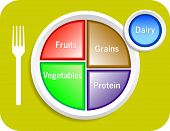 stock photo of food  - Vector illustration of new my plate replaces food pyramid - JPG 