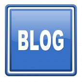 foto of web  - blog blue glossy square web icon isolated - JPG 