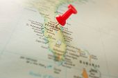 pic of map  - Closeup of a map of Florida with push pin near Orlando - JPG 