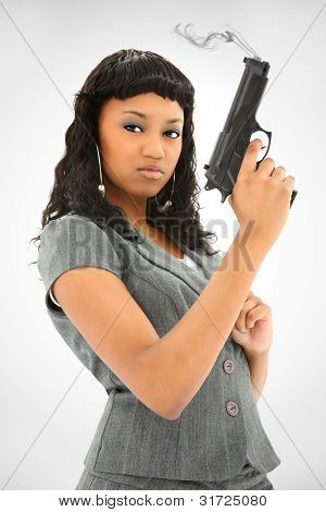 Poster: Attractive Black Female Holding Smoking