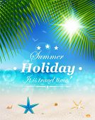 stock photo of holidays  - Beautiful seaside view on sunny day with sand - JPG 