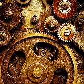 picture of watch  - close up view of gears from old mechanism - JPG 