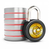 image of security  - 3d database with padlock security concept on white background - JPG 