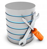 stock photo of isp  - 3d database with tools on white background - JPG 