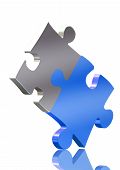 image of puzzle  - couple of puzzle pieces over a white background - JPG 
