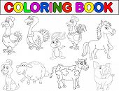stock photo of animals  - Vector illustration of farm animal coloring book - JPG 