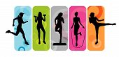 picture of fitness  - Stay fit silhouettes on an abstract background - JPG 
