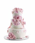 pic of wedding  - Wedding Cake With Flower Isolated On White Background - JPG 