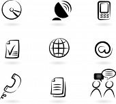 image of computer technology  - Collection of black and white communication icons  - JPG 