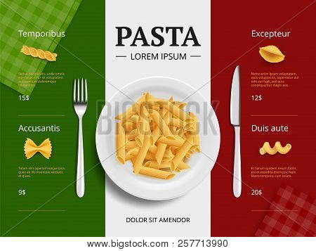Poster: Italian Menu Cover Pasta On