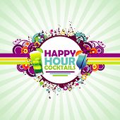 stock photo of hours  - Happy Hour Cocktails colorful background - JPG 