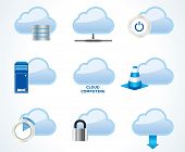 foto of computer  - Vector cloud computing icon set - JPG 