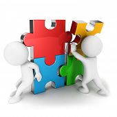 foto of puzzle  - 3d white people work together - JPG 
