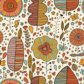 stock photo of patterns  - Summer floral seamless pattern made of leafs - JPG 