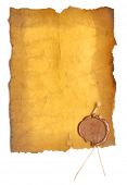 pic of credence  - old paper with a wax seal on a white background - JPG 