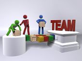 image of team  - A group of 3D figures engaging in team building - JPG 