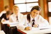 stock photo of group  - group of high school students studying in classroom - JPG 