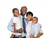picture of family  - Portrait of Happy Smiling African American Family Isolated on White Background - JPG 