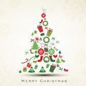 stock photo of merry  - Beautiful Xmas tree for Merry Christmas celebration - JPG 