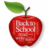 picture of education  - Back to school big red apple word cloud - JPG 