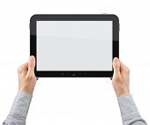 foto of industrial  - Businessman hands are holding the touch screen device - JPG 