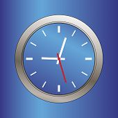 pic of tick tock  - blue metallic beveled clock face illustration - JPG 
