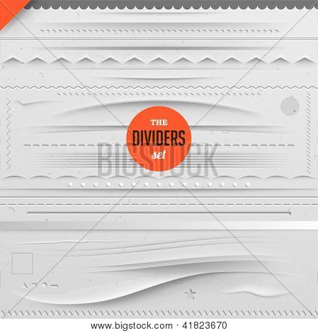 Picture or Photo of Big set of vector dividers for web design with seamless paper background, eps 10
