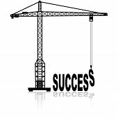 image of construction  - Concept illustration showing a construction crane building the word success - JPG 
