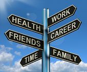 foto of health  - Health Work Career Friends Signpost Shows Life And Lifestyle Balance - JPG 