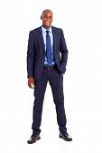 stock photo of businessmen  - handsome african american businessman in suit isolated on white - JPG 