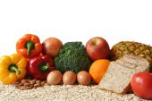 pic of food  - variety of fresh healthy foods fruits vegetables whole grains and dairy - JPG 
