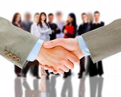 stock photo of handshake  - handshake and business team - JPG 
