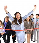 stock photo of steady  - Businesspeople crossing the finish line - JPG 