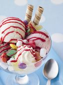 stock photo of ice  - Trio of Ice Cream and Sweet Sundae - JPG 