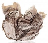 pic of newspaper  - newspaper ball isolated on a white background - JPG 