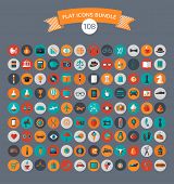 Huge collection of flat vector icons with modern colors of travel, marketing,  hipster ,science, education ,business ,money ,shopping, objects, food