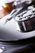 stock photo of disk  - opened hard disk drive - JPG 