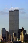 pic of trade  - new york skyline with world trade towers buildings prominent in frame 2001 - JPG 