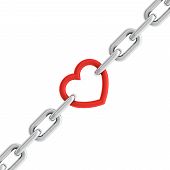 image of unbreakable  - 3d illustration of chain with red heart element isolated on white background - JPG 