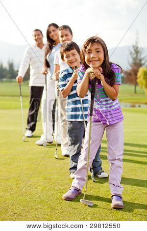 Picture or Photo of Group of golf players smiling at the course